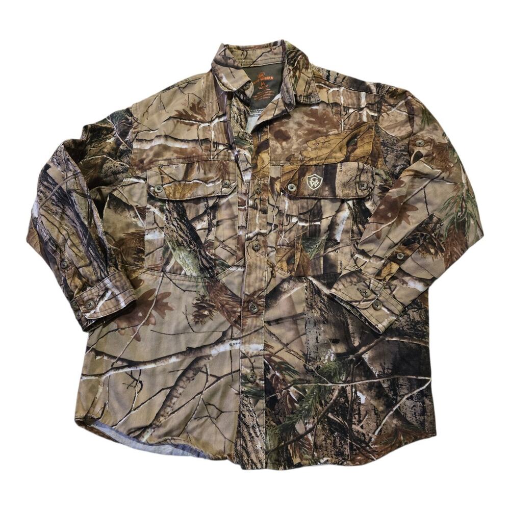 realtree game winner camo button Long Sleeve shirt youth M Hunting Camping